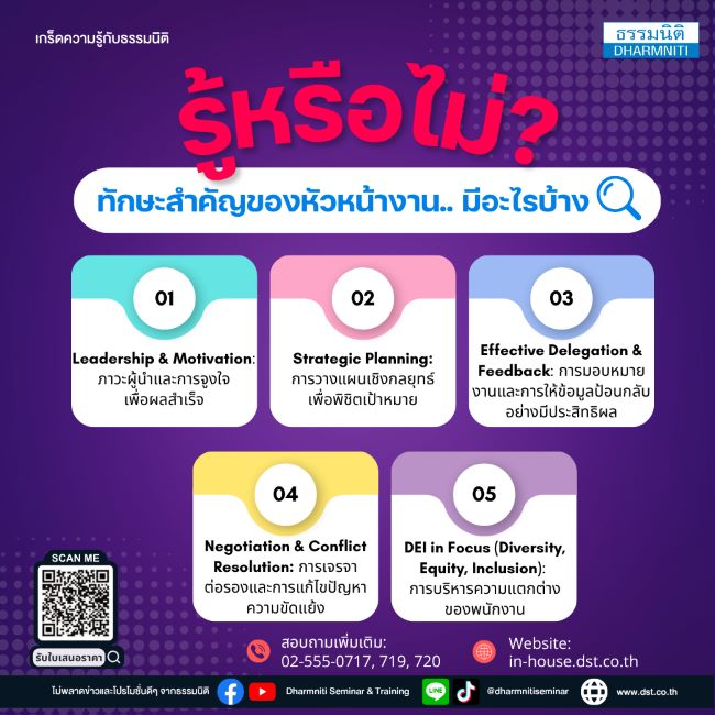 รู้หรือไม่..ทักษะสำคัญของหัวหน้างาน.. มีอะไรบ้าง 