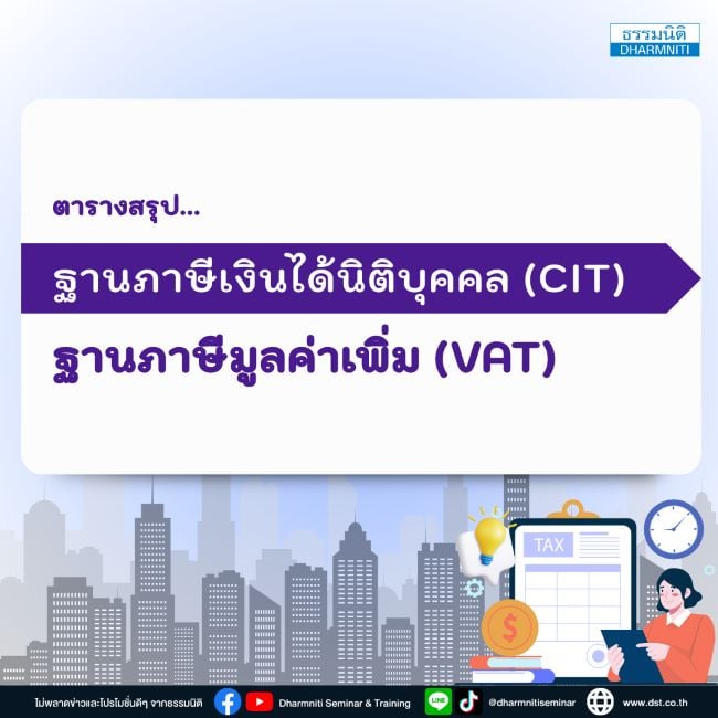ตารางสรุป....ฐานภาษีเงินได้นิติบุคคล (cit)   ฐานภาษีมูลค่าเพิ่ม (vat)