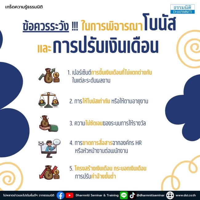 ข้อควรระวัง  ในการพิจารณาโบนัสและการปรับเงินเดือน 