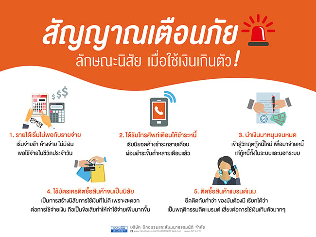 สัญญาณเตือนภัยและลักษณะนิสัย เมื่อใช้เงินเกินตัว
